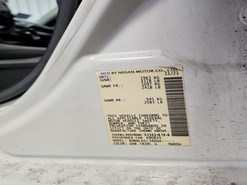 2022 Nissan Altima მანქანა იყიდება აუქციონზე, vin: 1N4BL4DV8NN300494, აუქციონის ნომერი: 53987866