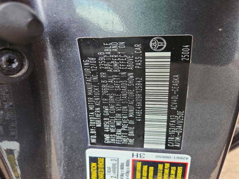 Продажа на аукционе авто 2009 Toyota Camry, vin: 4T4BE46K09R125842, номер лота: 52913736