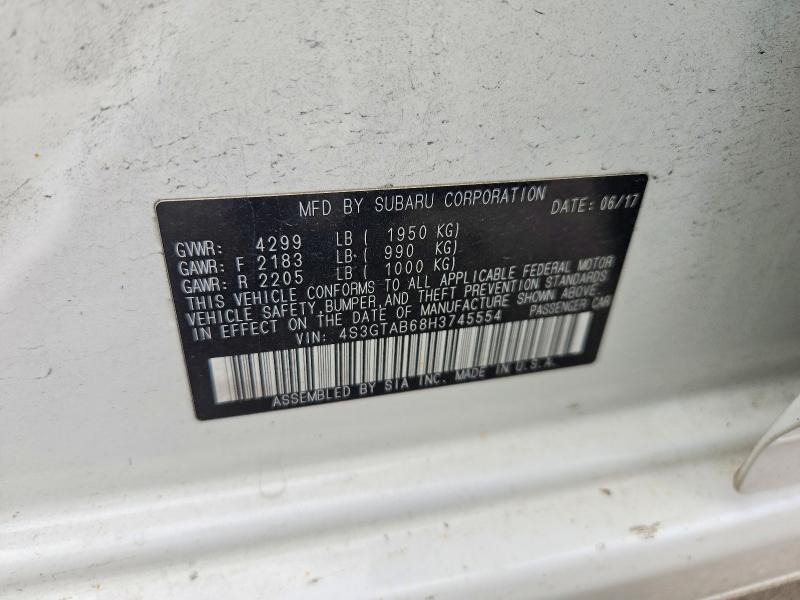 Aukcja sprzedaży 2017 Subaru Impreza, vin: 4S3GTAB68H3745554, numer aukcji: 52726726