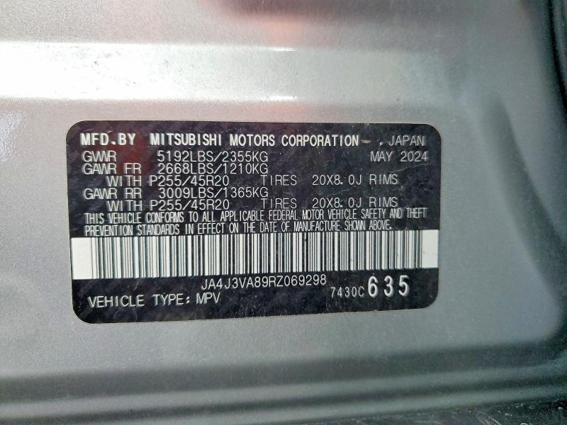 Aukcja sprzedaży 2024 Mitsubishi Outlander, vin: JA4J3VA89RZ069298, numer aukcji: 52564656