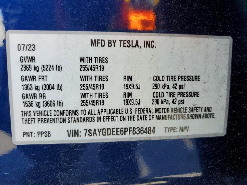 Aukcja sprzedaży 2023 Tesla Model Y, vin: 7SAYGDEE6PF836484, numer aukcji: 52532676