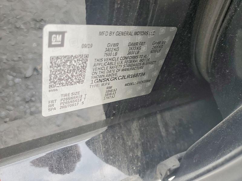 2020 Chevrolet Suburban მანქანა იყიდება აუქციონზე, vin: 1GNSKGKC2LR168734, აუქციონის ნომერი: 50899696