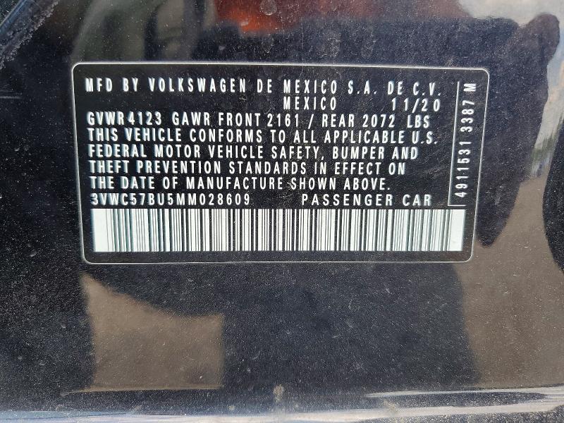 Aukcja sprzedaży 2021 Volkswagen Jetta, vin: 3VWC57BU5MM028609, numer aukcji: 53636966