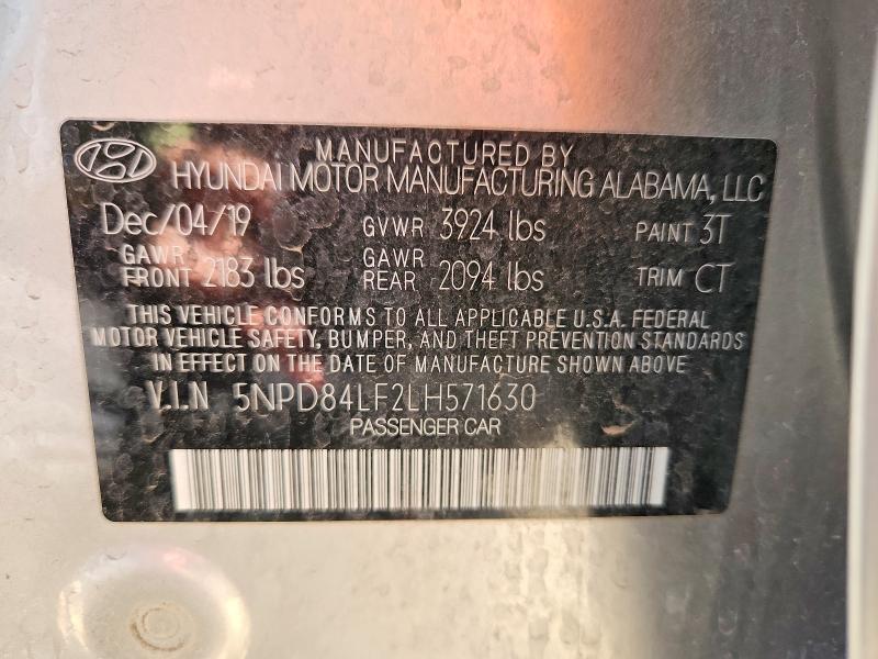 2020 Hyundai Elantra მანქანა იყიდება აუქციონზე, vin: 5NPD84LF2LH571630, აუქციონის ნომერი: 53889266