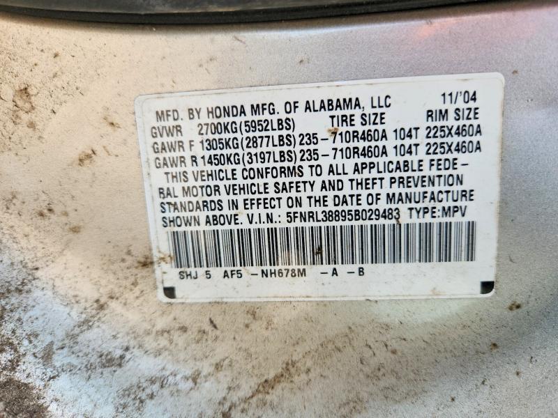 Продаж на аукціоні авто 2005 Honda Odyssey, vin: 5FNRL38895B029483, номер лоту: 52059486