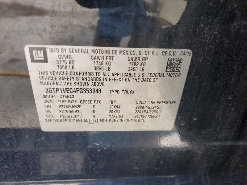Продаж на аукціоні авто 2015 Gmc Sierra, vin: 3GTP1VEC4FG353048, номер лоту: 54837066