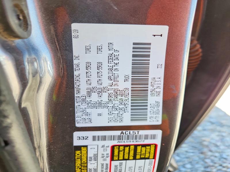 2020 Toyota Tundra მანქანა იყიდება აუქციონზე, vin: 5TFHY5F19LX922710, აუქციონის ნომერი: 54282086