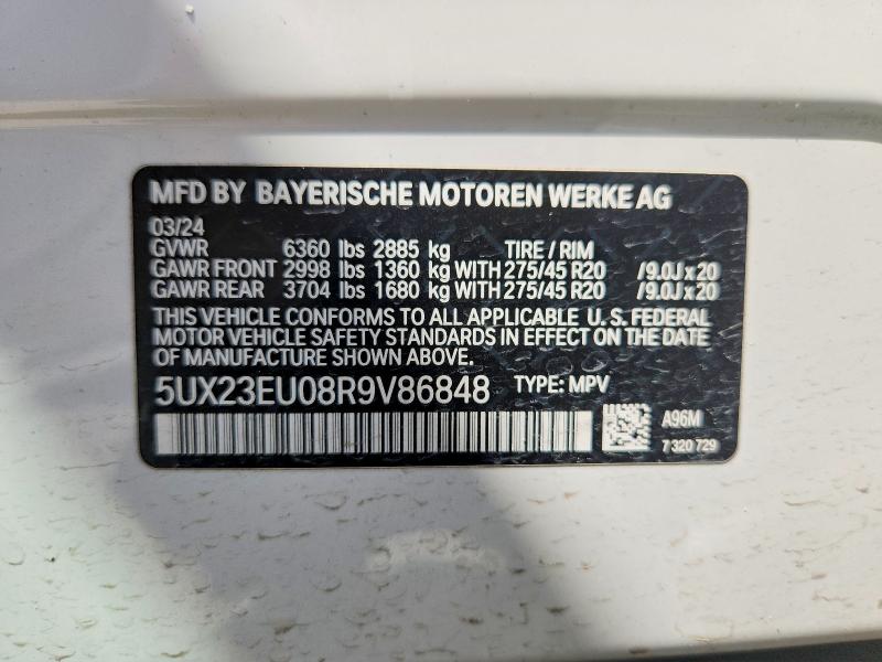 53141026 :رقم المزاد ، 5UX23EU08R9V86848 vin ، 2024 Bmw X5 مزاد بيع