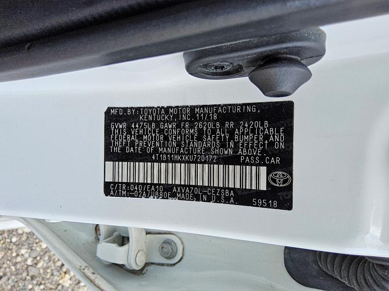 Aukcja sprzedaży 2019 Toyota Camry, vin: 4T1B11HKXKU720172, numer aukcji: 52167266