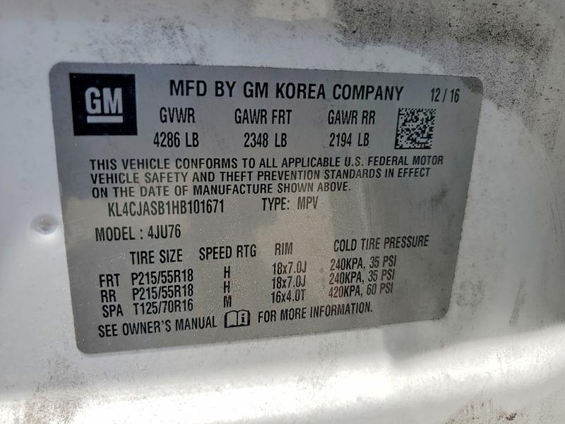 Aukcja sprzedaży 2017 Buick Encore, vin: KL4CJASB1HB101671, numer aukcji: 52412486