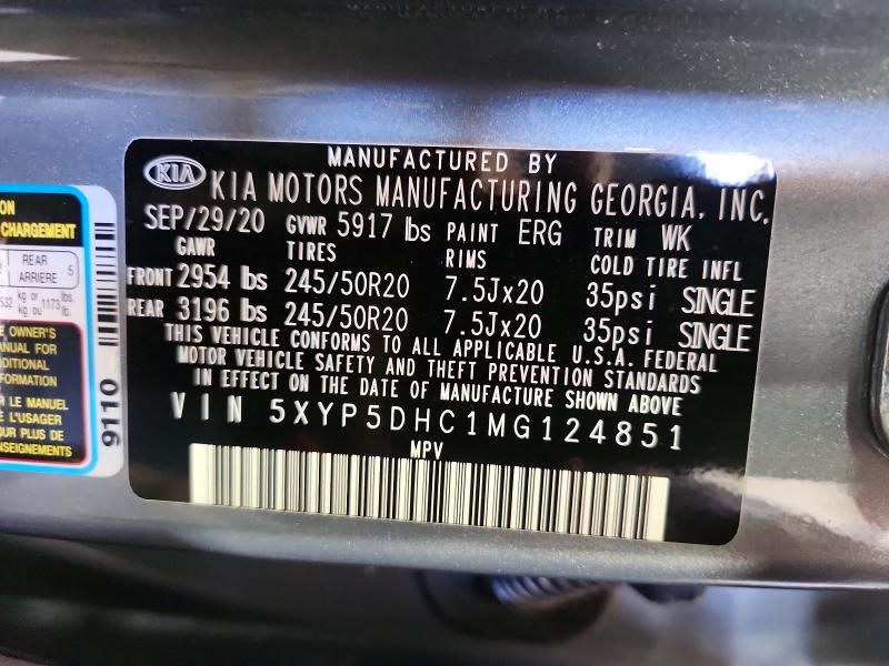 Aukcja sprzedaży 2021 Kia Telluride, vin: 5XYP5DHC1MG124851, numer aukcji: 53062786