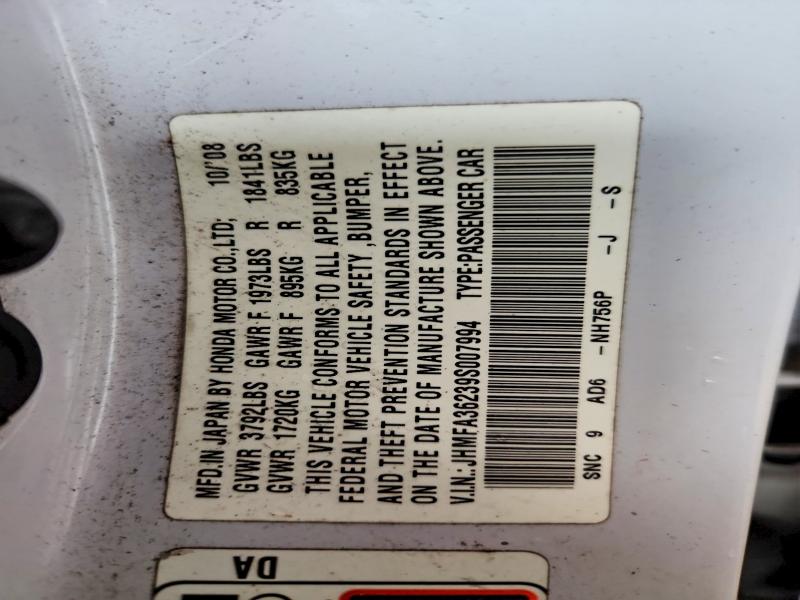 Продажа на аукционе авто 2009 Honda Civic, vin: JHMFA36239S007994, номер лота: 54228496