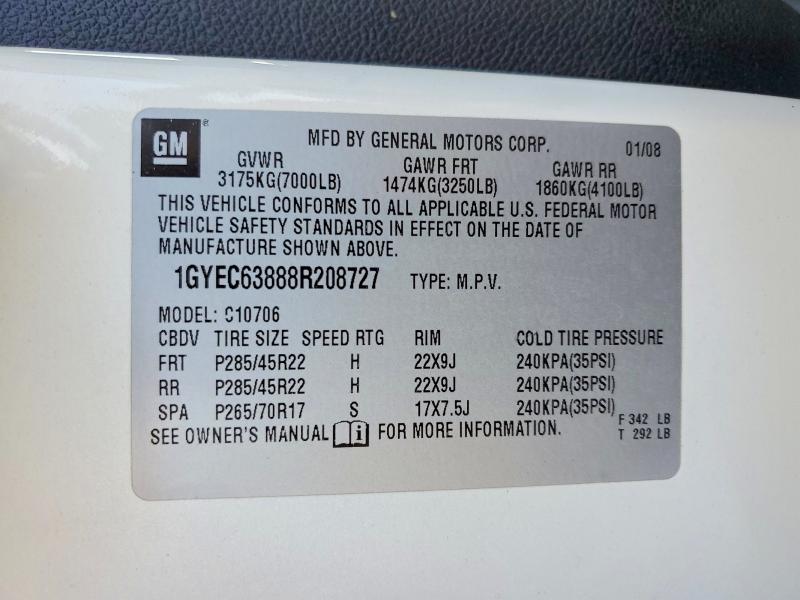 Продаж на аукціоні авто 2008 Cadillac Escalade, vin: 1GYEC63888R208727, номер лоту: 54509586