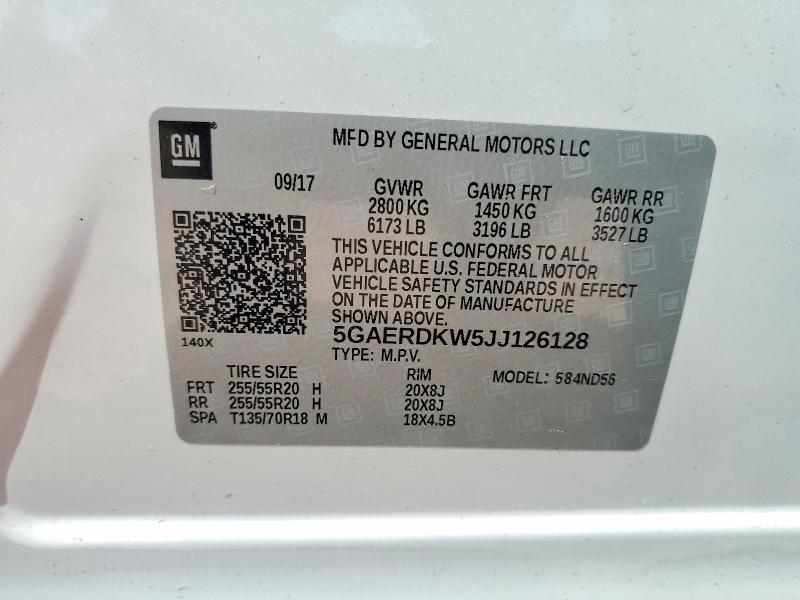 53921796 :رقم المزاد ، 5GAERDKW5JJ126128 vin ، 2018 Buick Enclave مزاد بيع
