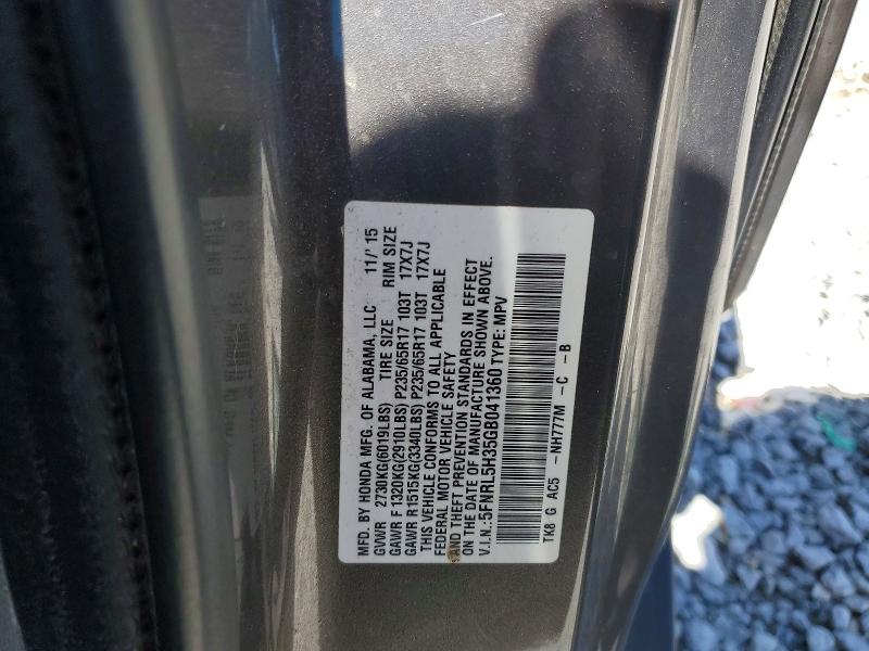 2016 Honda Odyssey მანქანა იყიდება აუქციონზე, vin: 5FNRL5H35GB041360, აუქციონის ნომერი: 52271206