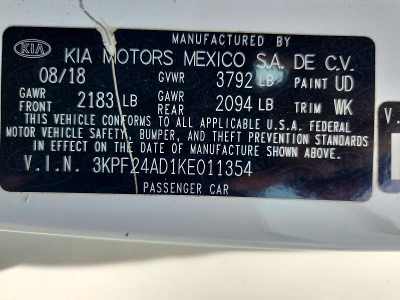 Auction sale of the 2019 Kia Forte, vin: 3KPF24AD1KE011354, lot number: 53810386