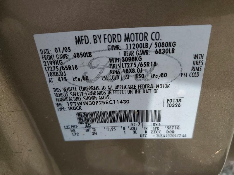 54908376 :رقم المزاد ، 1FTWW30P25EC11430 vin ، 2005 Ford F350 مزاد بيع