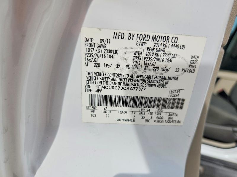 Aukcja sprzedaży 2012 Ford Escape, vin: 1FMCU0C75CKA77377, numer aukcji: 51784196