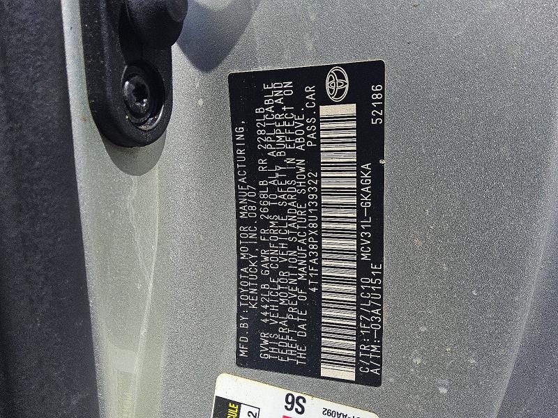 Aukcja sprzedaży 2008 Toyota Camry Solara, vin: 4T1FA38PX8U139322, numer aukcji: 52927416