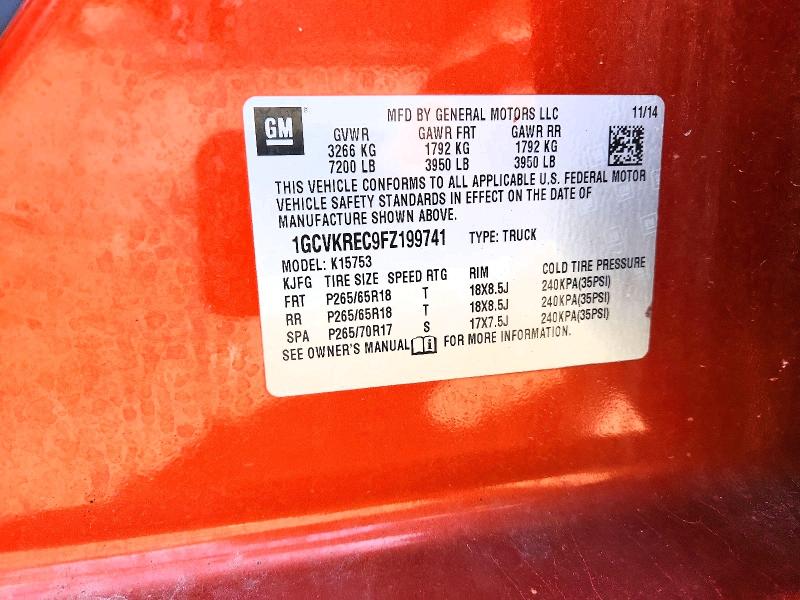 Aukcja sprzedaży 2015 Chevrolet Silverado, vin: 1GCVKREC9FZ199741, numer aukcji: 53011596