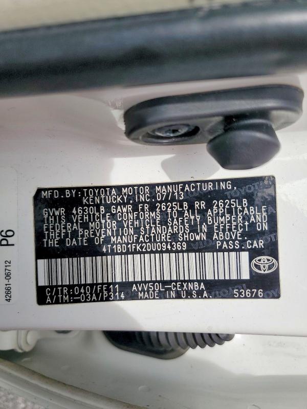 Продажа на аукционе авто 2013 Toyota Camry Hybrid, vin: 4T1BD1FK2DU094369, номер лота: 52550566
