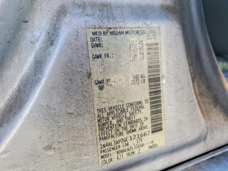 2016 Nissan Altima მანქანა იყიდება აუქციონზე, vin: 1N4AL3AP2GC121667, აუქციონის ნომერი: 52898036