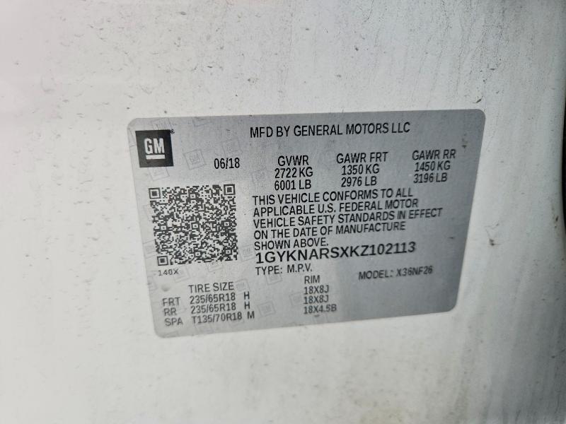 Продаж на аукціоні авто 2019 Cadillac Xt5, vin: 1GYKNARSXKZ102113, номер лоту: 52182896