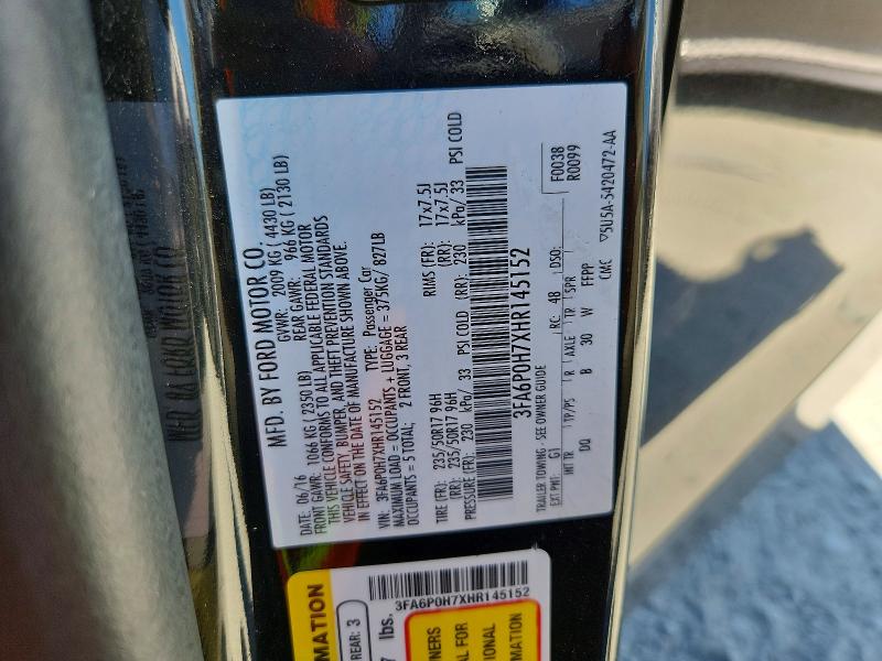 Продажа на аукционе авто 2017 Ford Fusion, vin: 3FA6P0H7XHR145152, номер лота: 53724456