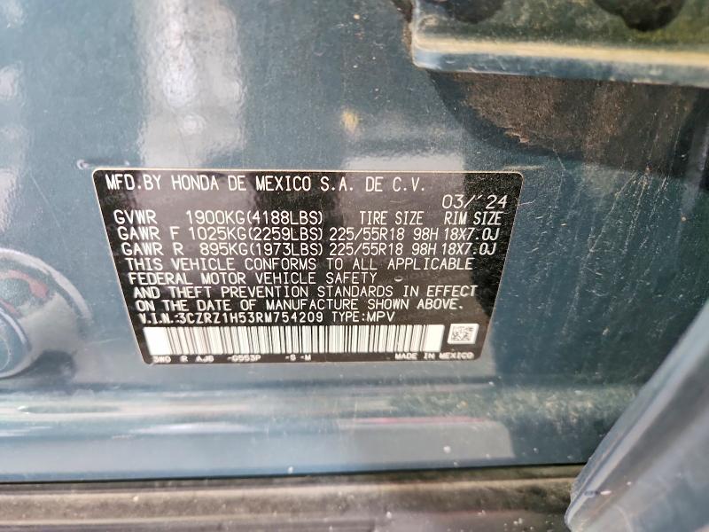 Aukcja sprzedaży 2024 Honda Hr-v, vin: 3CZRZ1H53RM754209, numer aukcji: 54608756