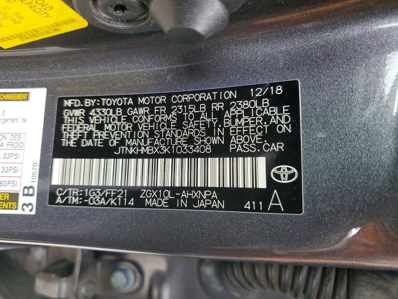 Продажа на аукционе авто 2019 Toyota C-hr, vin: JTNKHMBX3K1033408, номер лота: 54842736