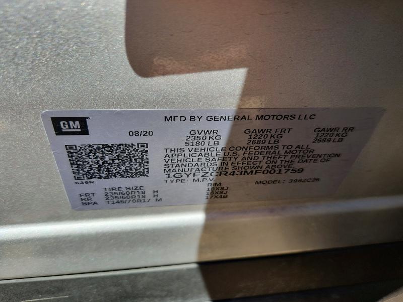 Aukcja sprzedaży 2021 Cadillac Xt4, vin: 1GYFZCR43MF001759, numer aukcji: 53837026