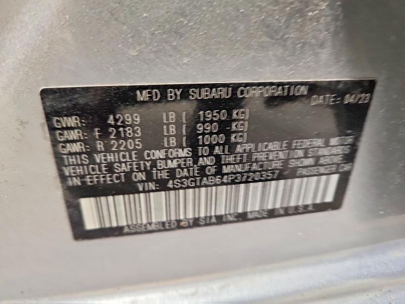 52888086 :رقم المزاد ، 4S3GTAB64P3720357 vin ، 2023 Subaru Impreza مزاد بيع