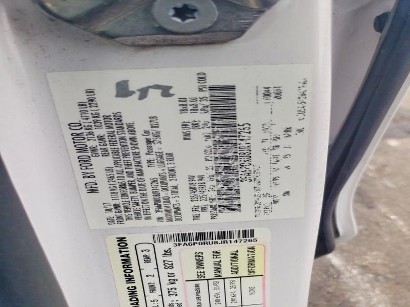 51827546 :رقم المزاد ، 3FA6P0RU8JR147265 vin ، 2018 Ford Fusion مزاد بيع
