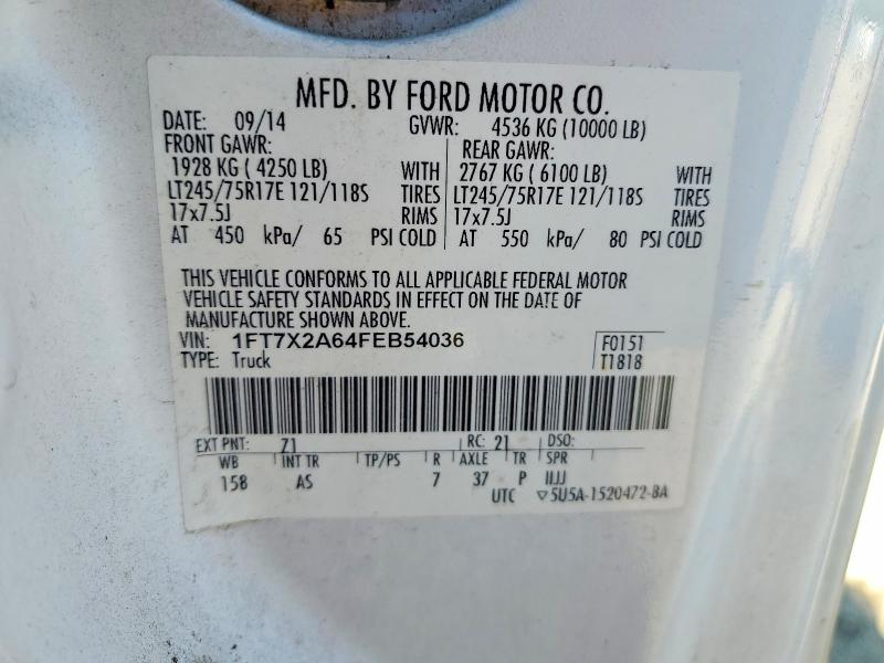 2015 Ford F250 მანქანა იყიდება აუქციონზე, vin: 1FT7X2A64FEB54036, აუქციონის ნომერი: 55336906