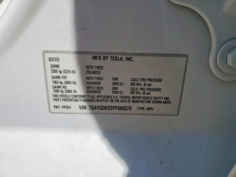 53713726 :رقم المزاد ، 7SAYGDEE5PF689378 vin ، 2023 Tesla Model Y مزاد بيع
