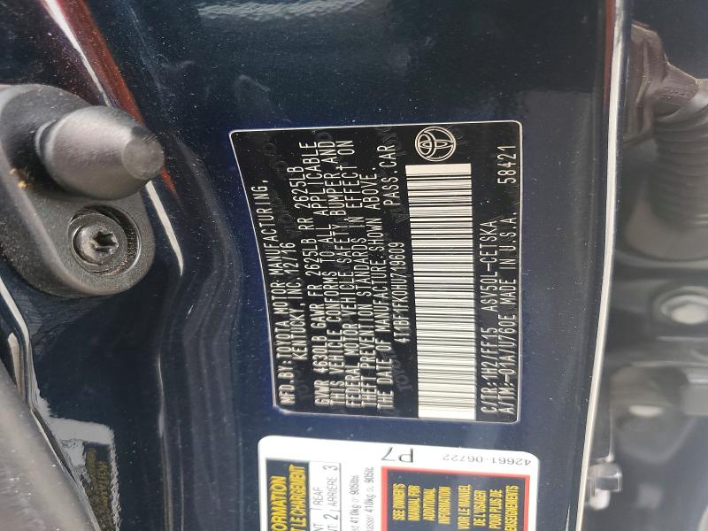 51774746 :رقم المزاد ، 4T1BF1FK0HU719609 vin ، 2017 Toyota Camry مزاد بيع