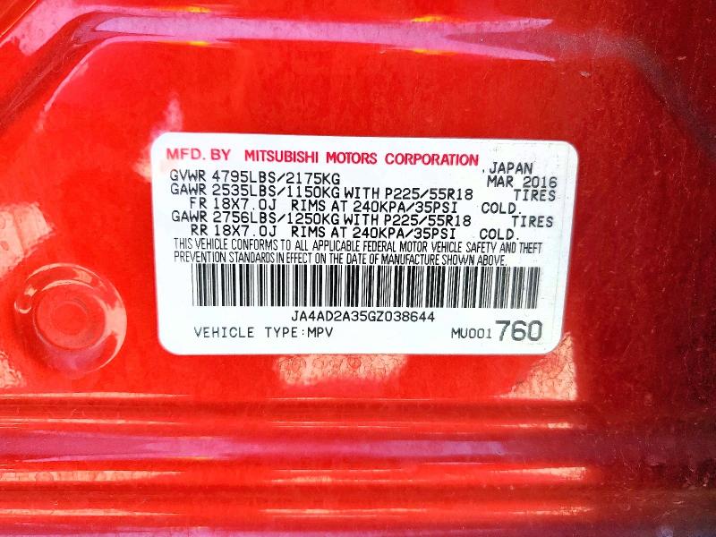 Продажа на аукционе авто 2016 Mitsubishi Outlander, vin: JA4AD2A35GZ038644, номер лота: 53473796