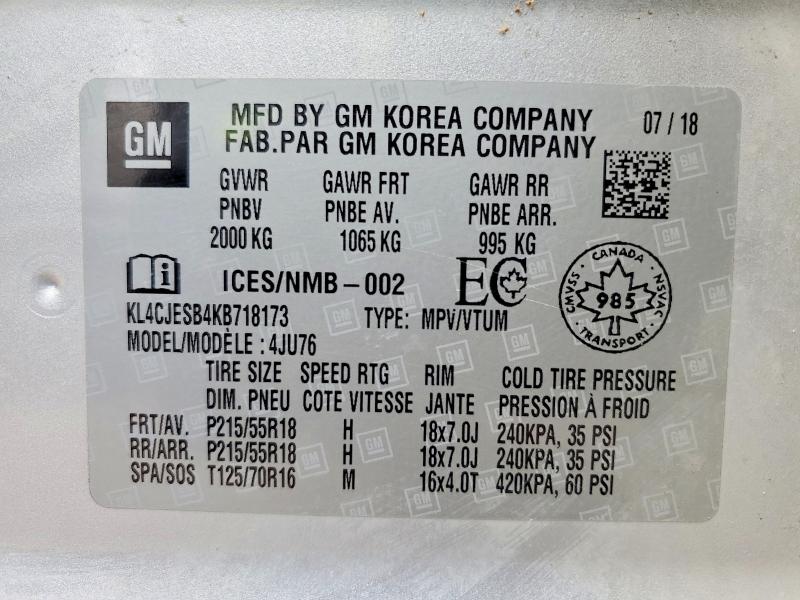 Продажа на аукционе авто 2019 Buick Encore, vin: KL4CJESB4KB718173, номер лота: 53012756