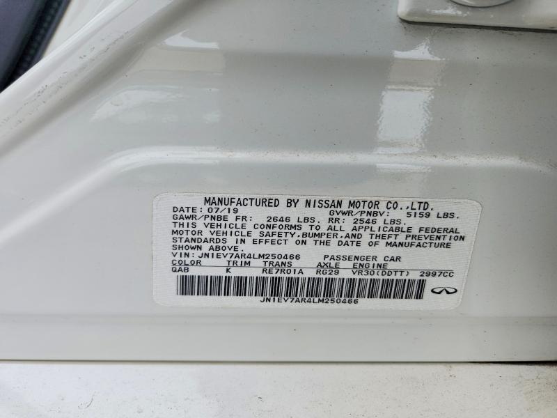 53404206 :رقم المزاد ، JN1EV7AR4LM250466 vin ، 2020 Infiniti Q50 مزاد بيع