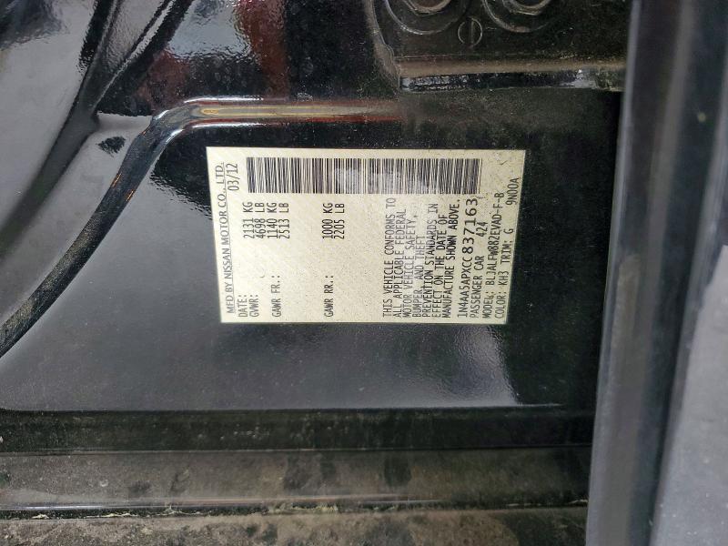 Продажа на аукционе авто 2012 Nissan Maxima, vin: 1N4AA5APXCC837163, номер лота: 52870626