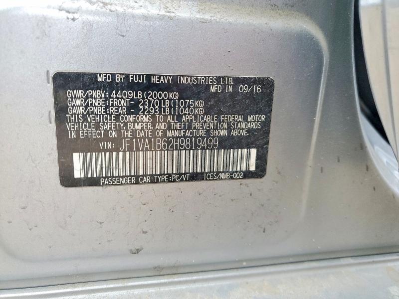 Aukcja sprzedaży 2017 Subaru Wrx, vin: JF1VA1B62H9819499, numer aukcji: 53721896
