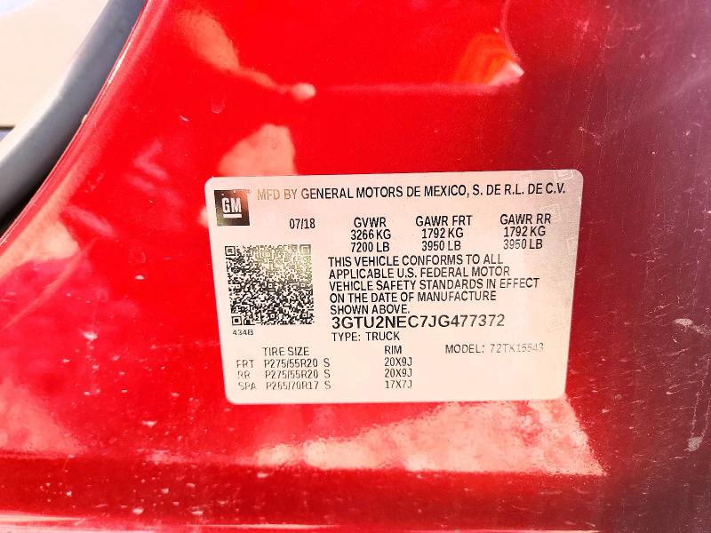 Aukcja sprzedaży 2018 Gmc Sierra, vin: 3GTU2NEC7JG477372, numer aukcji: 53304856