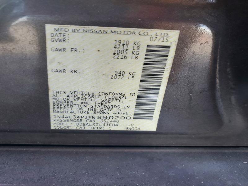 Продаж на аукціоні авто 2015 Nissan Altima, vin: 1N4AL3AP3FN890200, номер лоту: 54643026