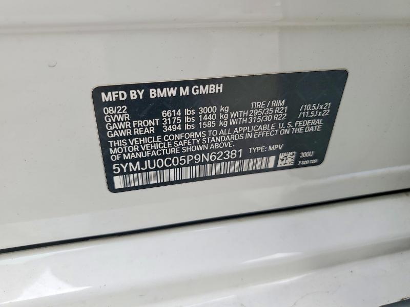 2023 Bmw X5 მანქანა იყიდება აუქციონზე, vin: 5YMJU0C05P9N62381, აუქციონის ნომერი: 53664536