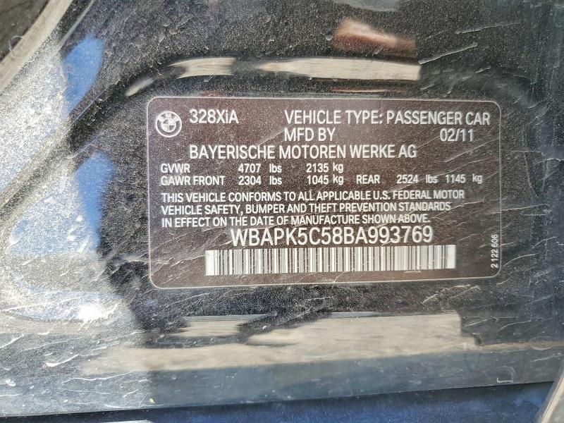 Aukcja sprzedaży 2011 Bmw 328, vin: WBAPK5C58BA993769, numer aukcji: 53769266