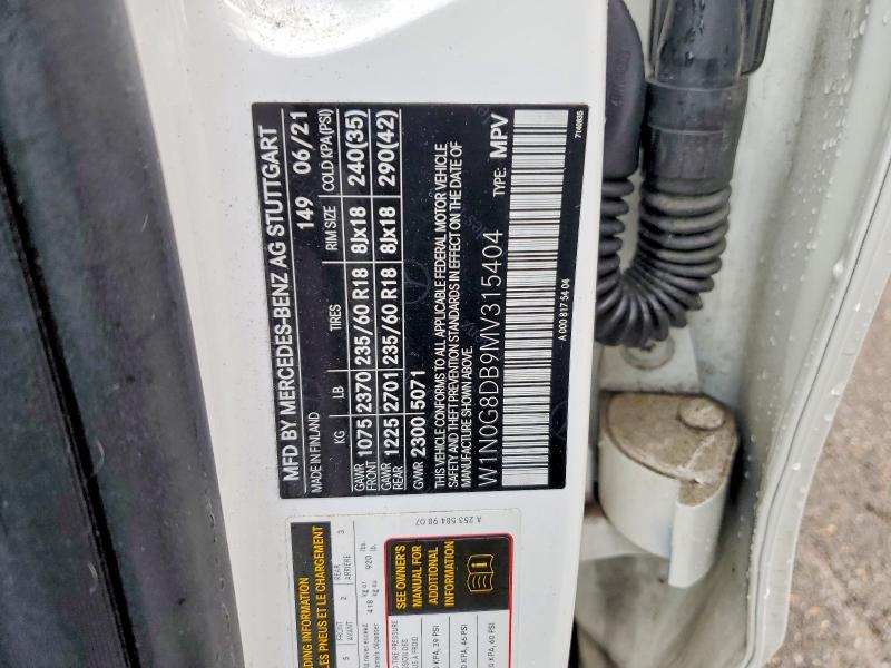 52462336 :رقم المزاد ، W1N0G8DB9MV315404 vin ، 2021 Mercedes-benz Glc مزاد بيع