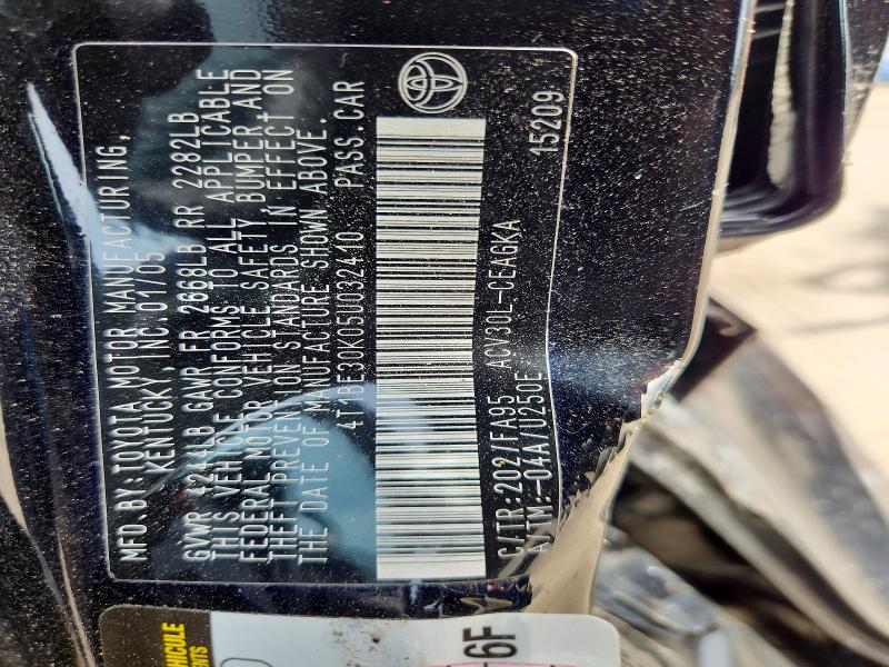 2005 Toyota Camry მანქანა იყიდება აუქციონზე, vin: 4T1BE30K05U032410, აუქციონის ნომერი: 54417006