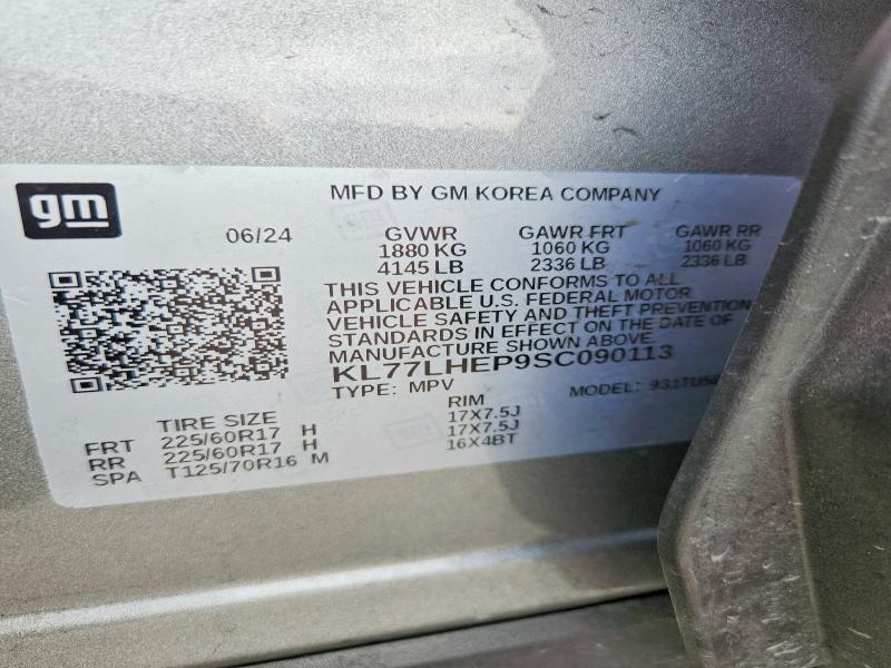 Aukcja sprzedaży 2025 Chevrolet Trax, vin: KL77LHEP9SC090113, numer aukcji: 54082136