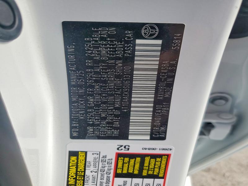 53606526 :رقم المزاد ، 4T1DAACK9SU613100 vin ، 2025 Toyota Camry مزاد بيع