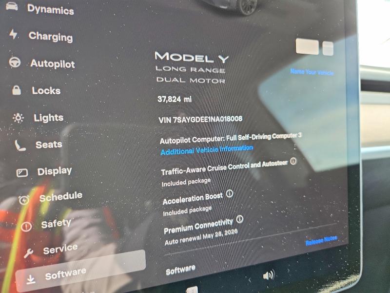 Продажа на аукционе авто 2022 Tesla Model Y, vin: 7SAYGDEE1NA018008, номер лота: 54285156